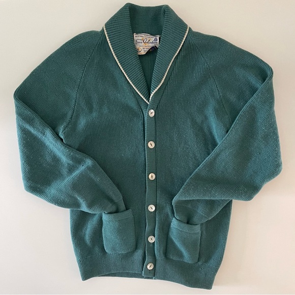 Vintage Ernie Richardson, Knit Rite Mills Ltd Curling Sweater/cardigan, M - Picture 1 of 5